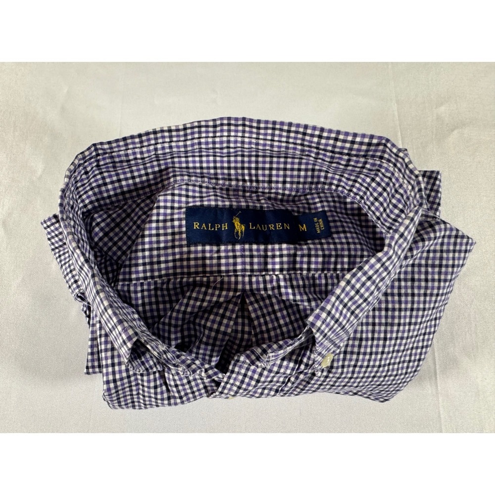 Ralph Lauren Mens Purple Gingham Check Button Down Shirt Long Sleeve Size M